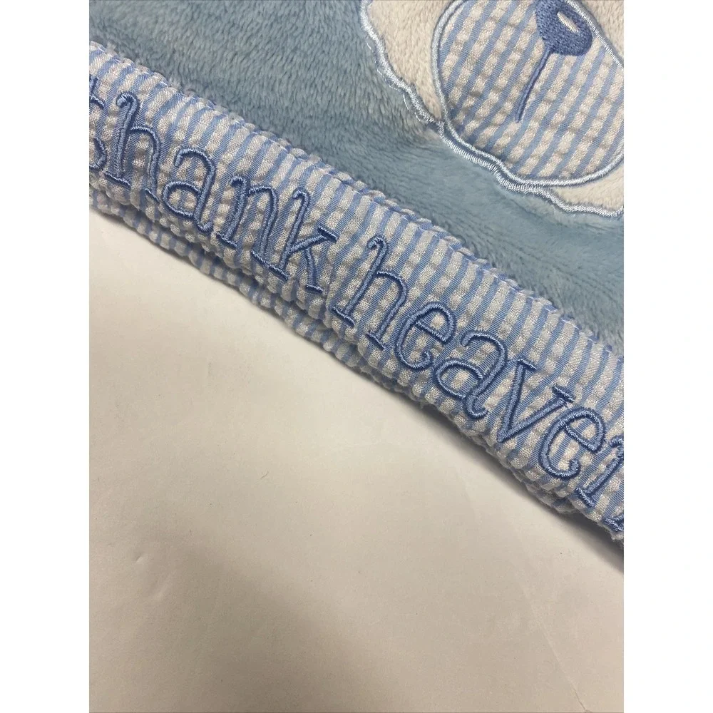 Baby Essentials Baby Blanket Thank Heaven for Little Boys Bear Gingham Blue